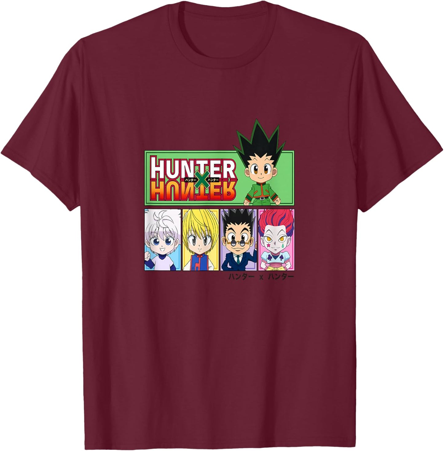 Hunter X Hunter Chibi Characters T-Shirt - T-Shirt | Maroon