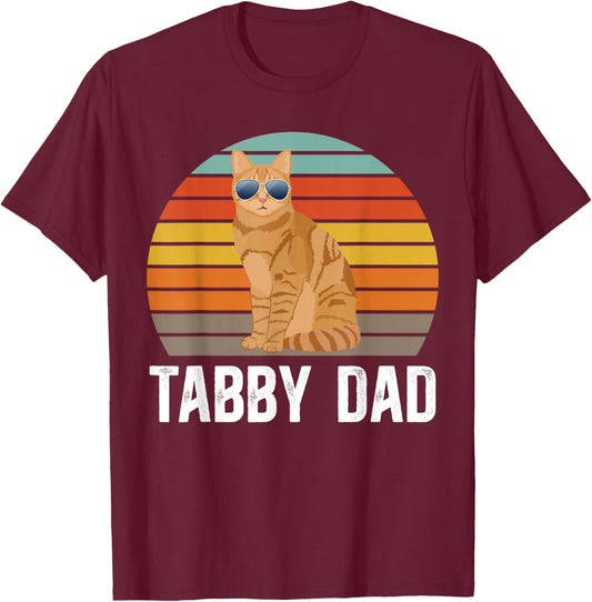 Orange Tabby Cat Dad Retro Orange Tabby Cat Owner T-Shirt - T-Shirt | Maroon