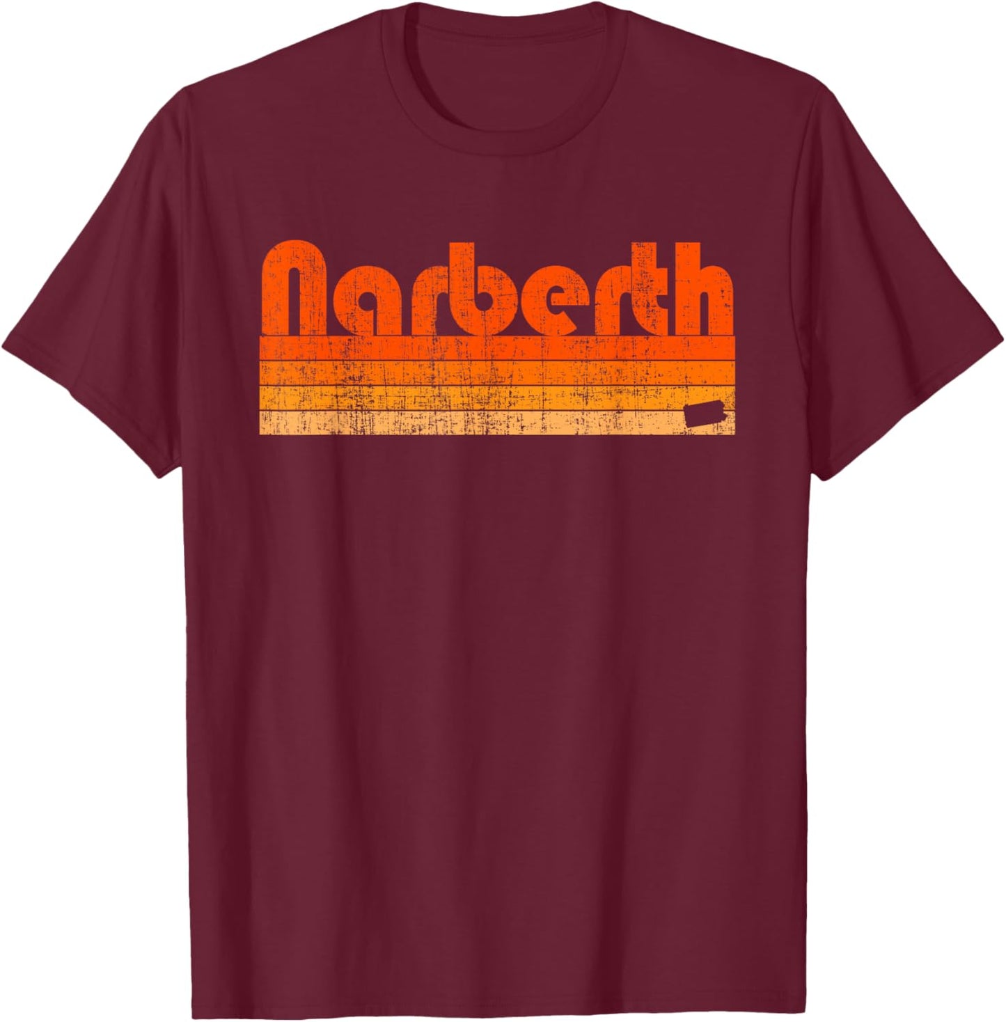 Narberth, Pennsylvania Retro 80s Style T-Shirt - T-Shirt | Maroon