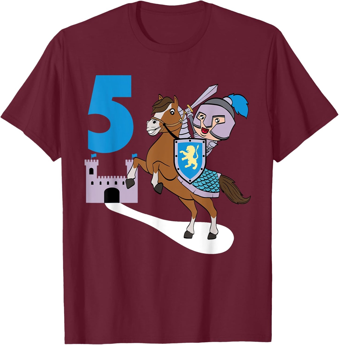 Children's Knight 5th Birthday Castle Castle Armor Medieval T-Shirt - T-Shirt | Maroon