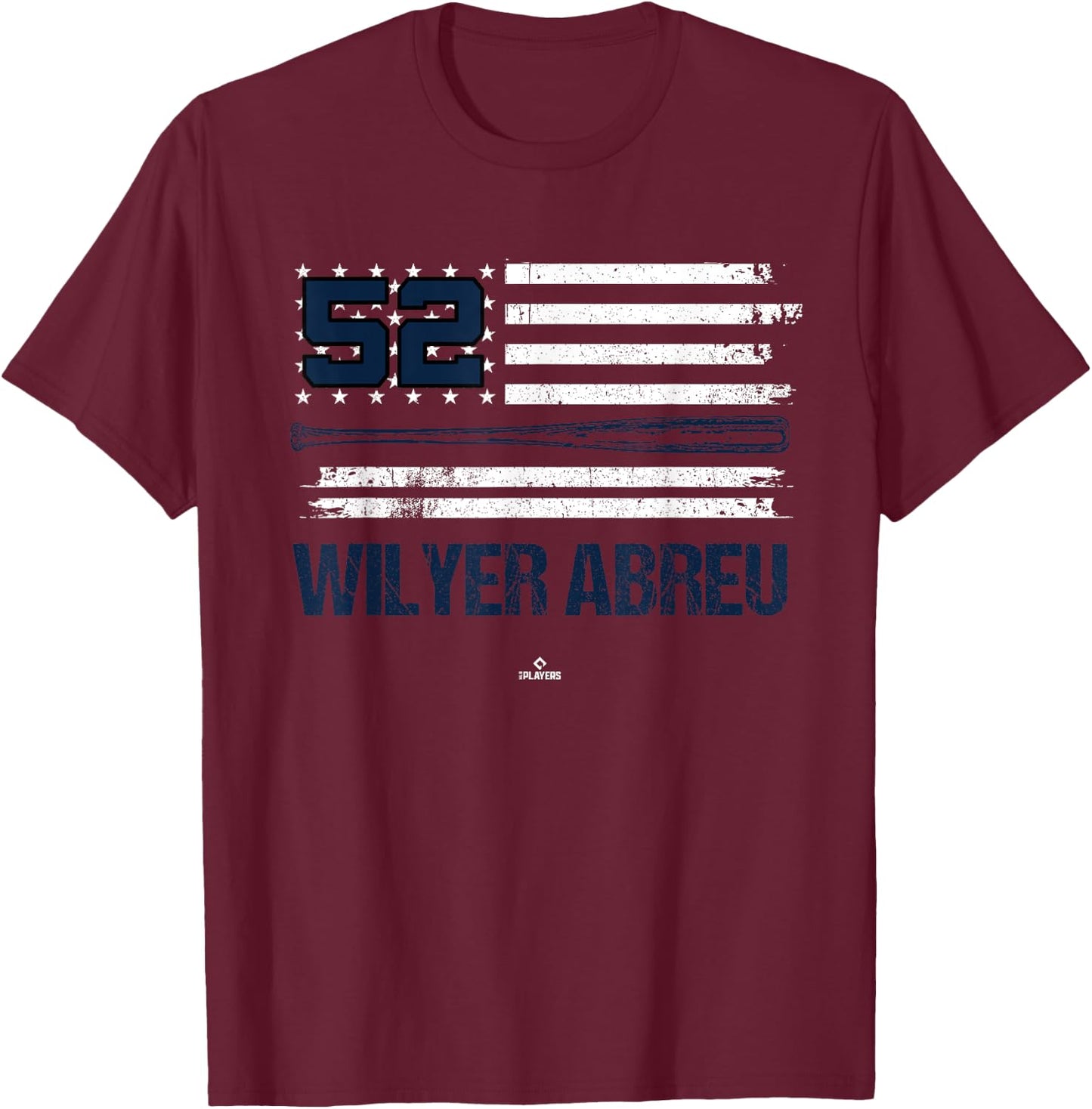 USA Flag Bat Wilyer Abreu Boston Baseball MLBPA T-Shirt - T-Shirt | Maroon