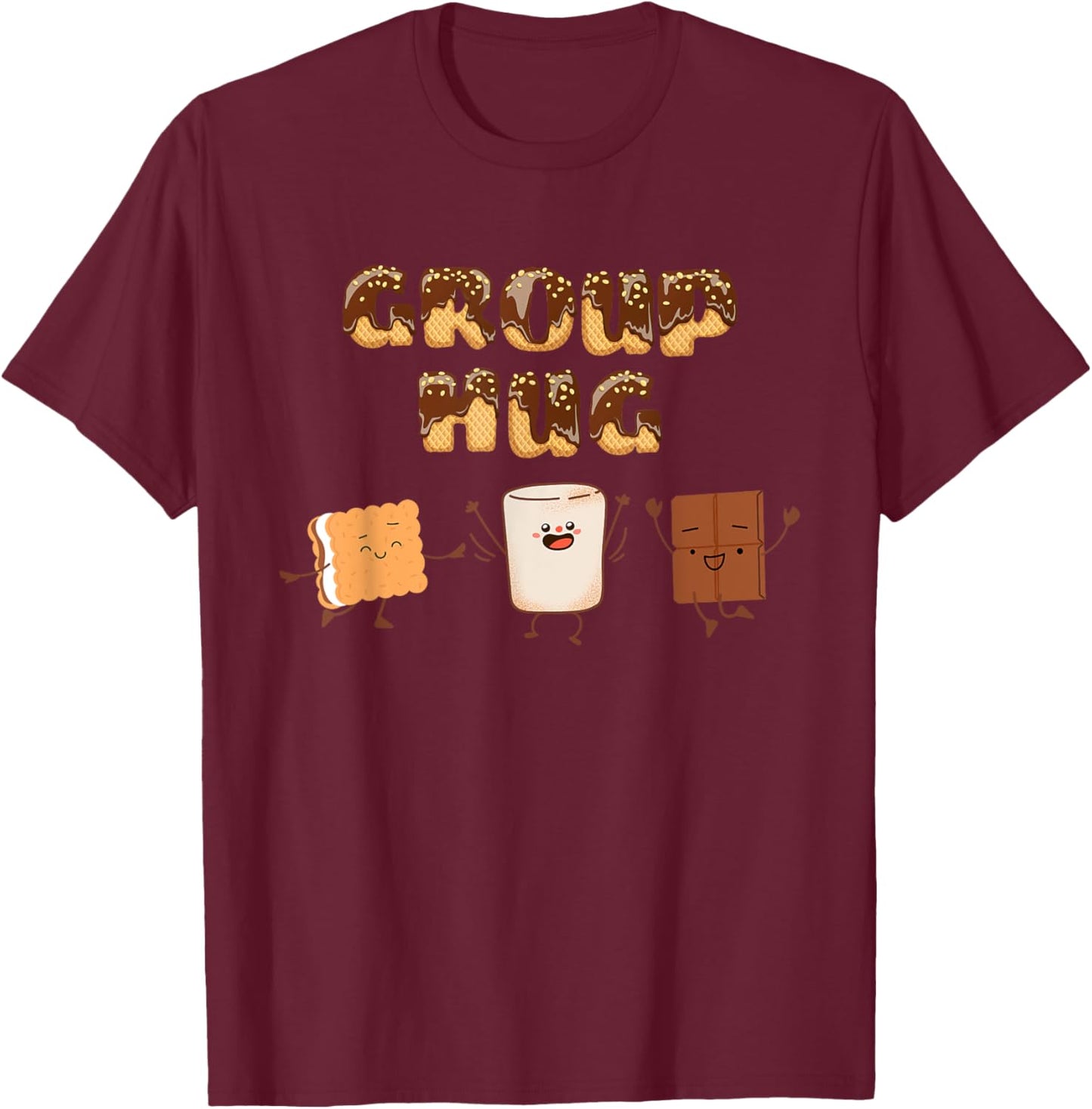 Group Hug S'mores Campfire Marshmallow Chocolate Smores T-Shirt - T-Shirt | Maroon