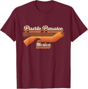 Retro Puerto Penasco 80s Outfit - Puerto Penasco Beach T-Shirt - T-Shirt | Maroon