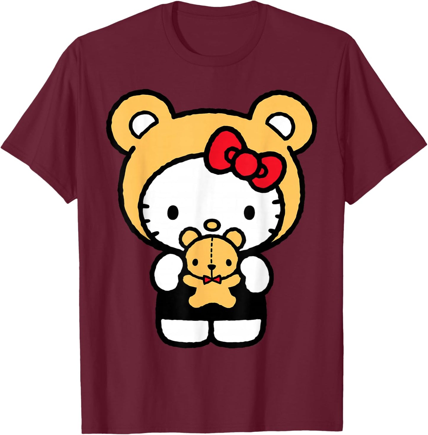 Hello Kitty Teddy Bear Dress Up Small T-Shirt - T-Shirt | Maroon
