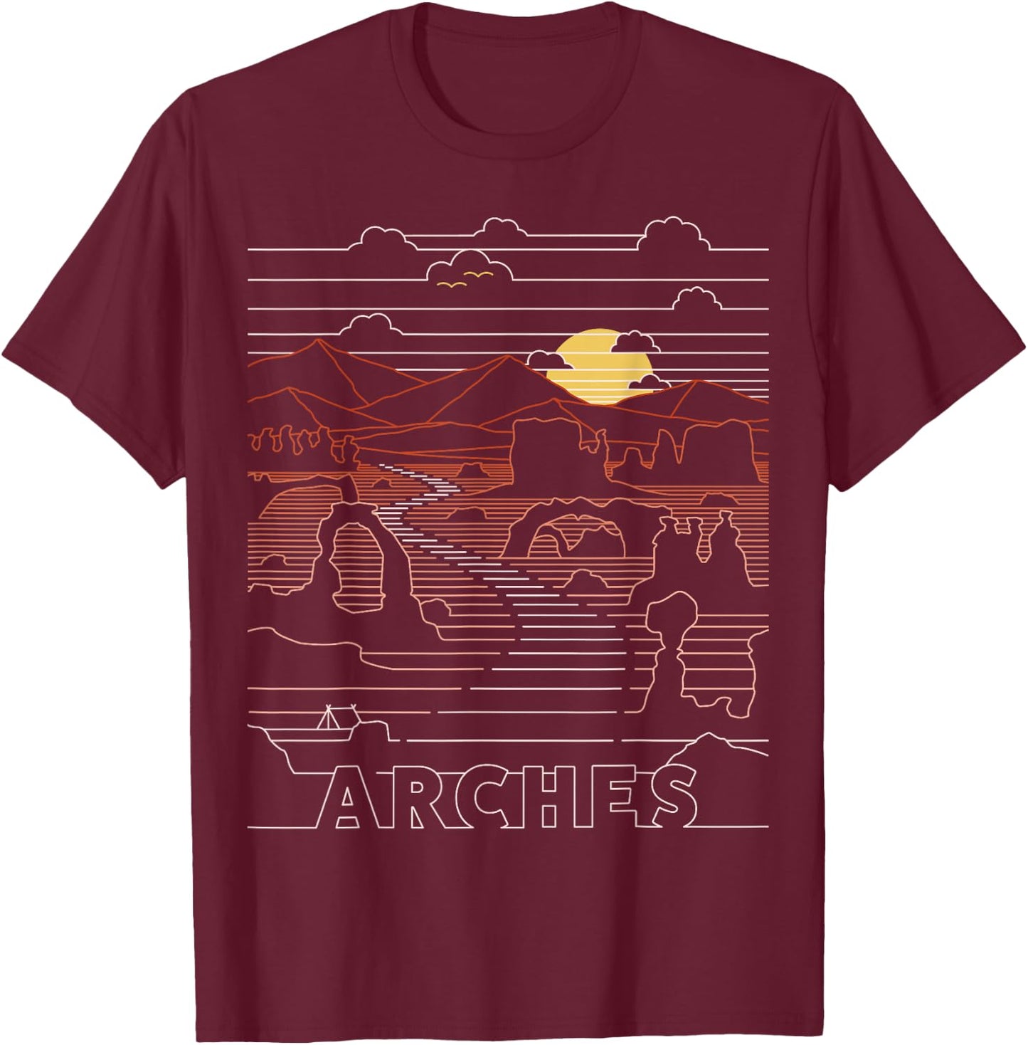Vintage Retro Arches National Park - Delicate Arch Moab Utah T-Shirt - T-Shirt | Maroon