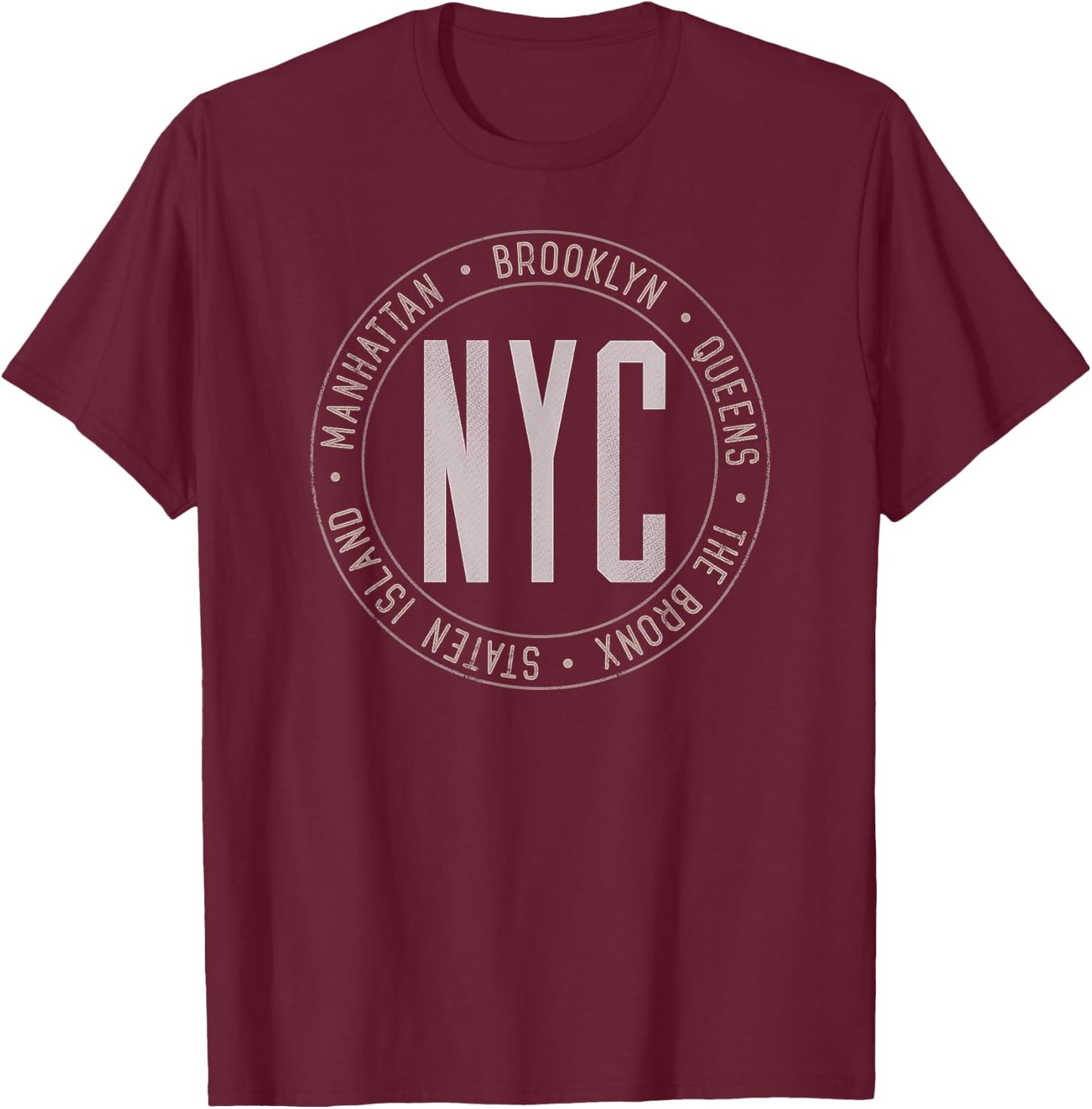 New York Boroughs Five Boroughs NYC Lovers and Residents T-Shirt - T-Shirt | Maroon