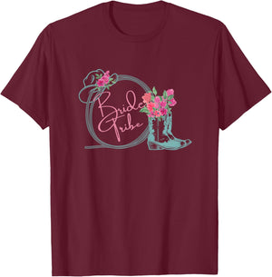 Bride Tribe Bachelorette Nashville Country Coastal Theme T-Shirt - T-Shirt | Maroon