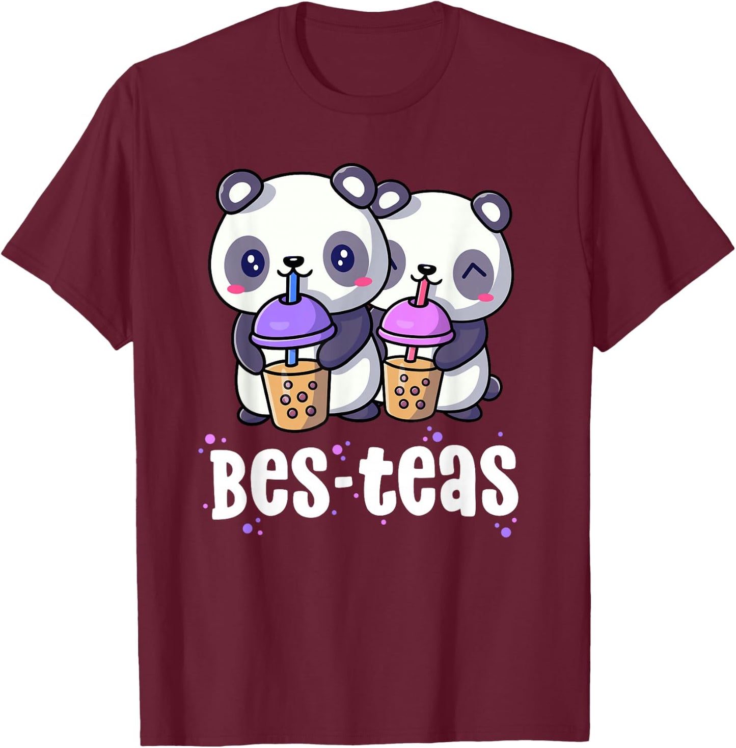 Boba Shirt Women Girls Bes Teas Kawaii Panda Bubble Tea T-Shirt - T-Shirt | Maroon