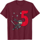 Kids 5th Birthday Boy Gift Ninja Shirt For Boys five Years T-Shirt - T-Shirt | Maroon