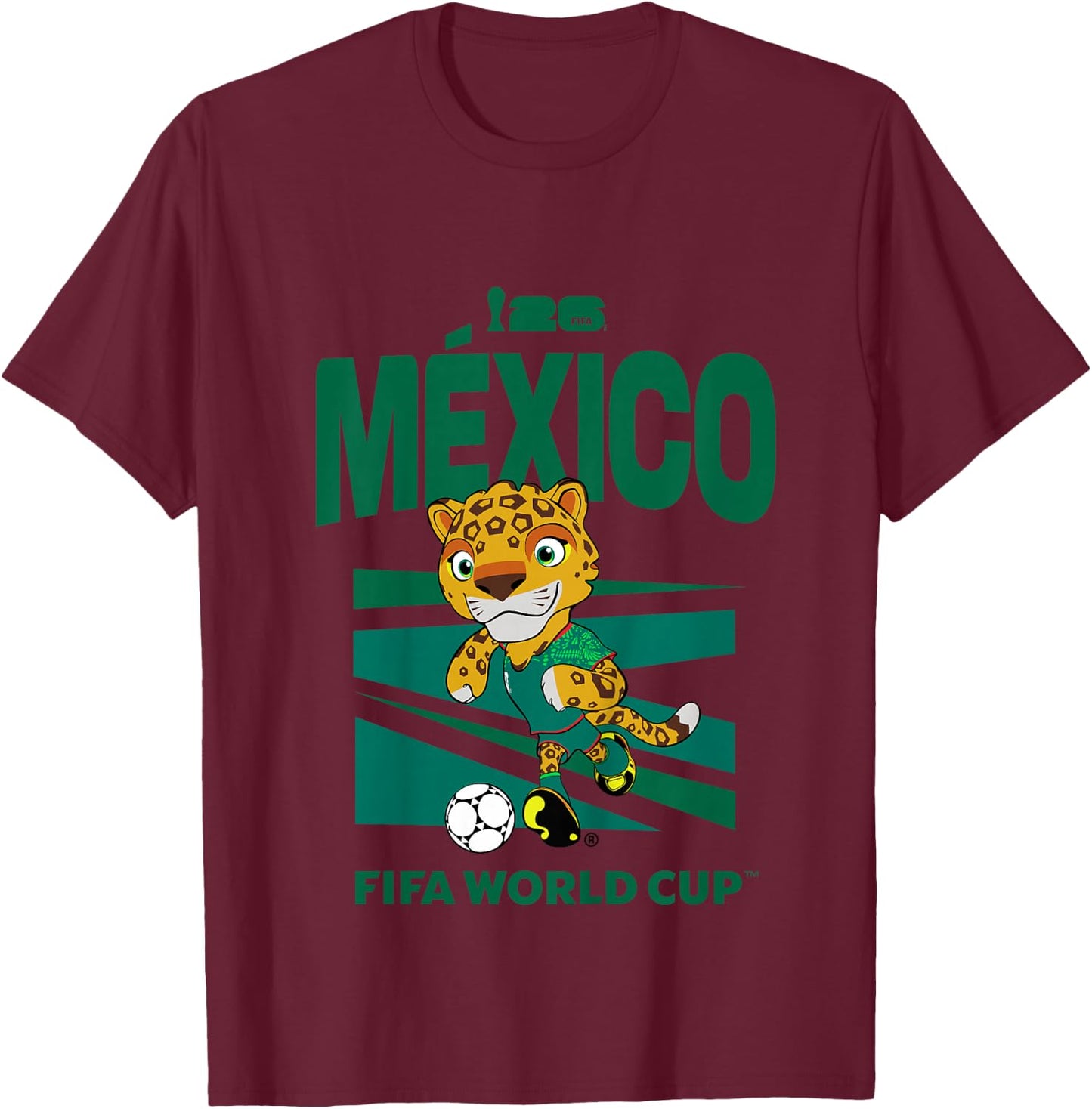 Kids FIFA World CUP26 Mexico Mascot Ball T-Shirt - T-Shirt | Maroon