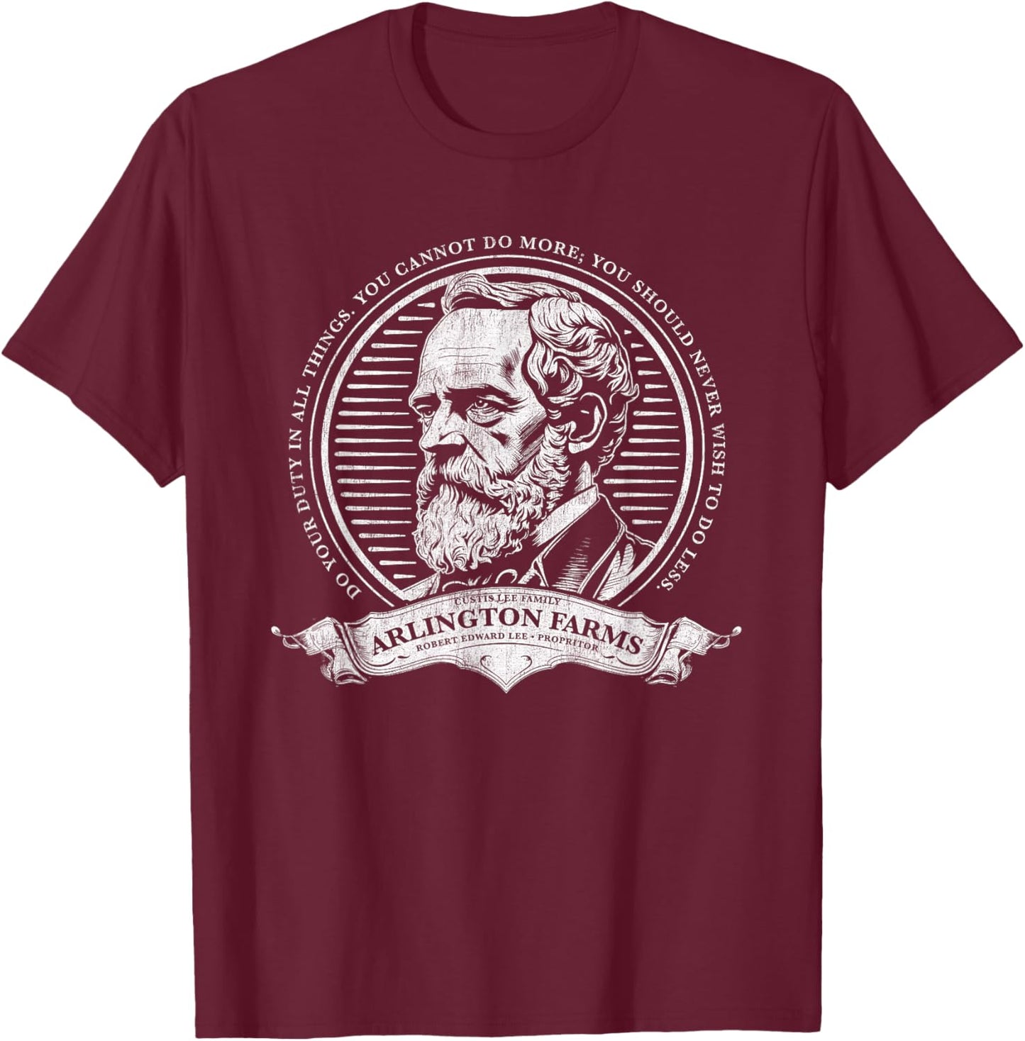 Vintage Fade Arlington Farms - Clever Robert E. Lee T-Shirt - T-Shirt | Maroon