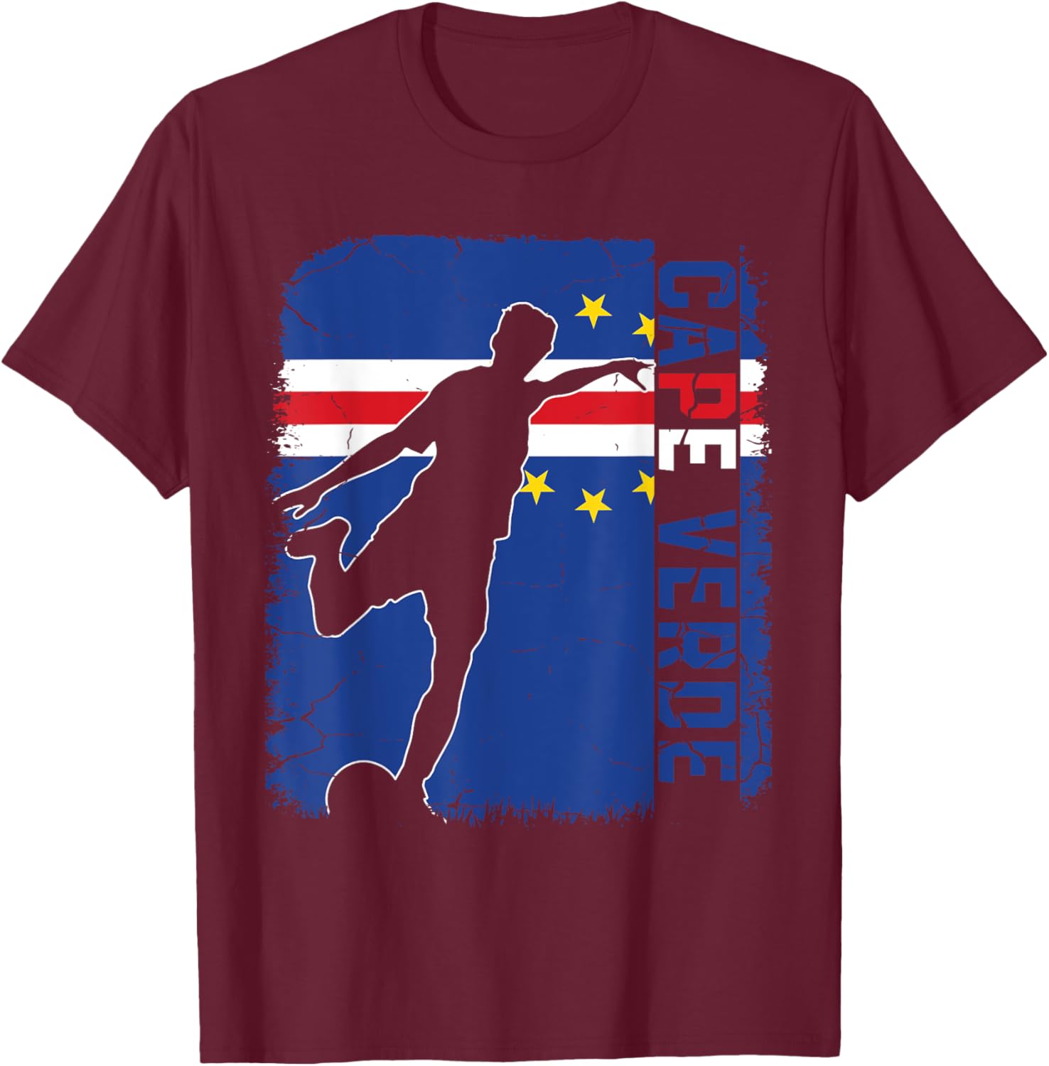 Cape Verde Soccer Team Cape Verde Flag Jersey Football T-Shirt - T-Shirt | Maroon