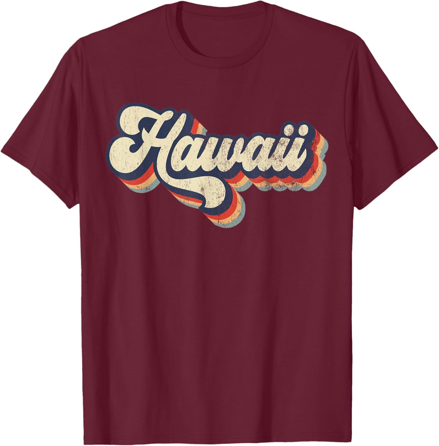 Hawaii Home State USA 70s Vintage Retro Distressed T-Shirt - T-Shirt | Maroon