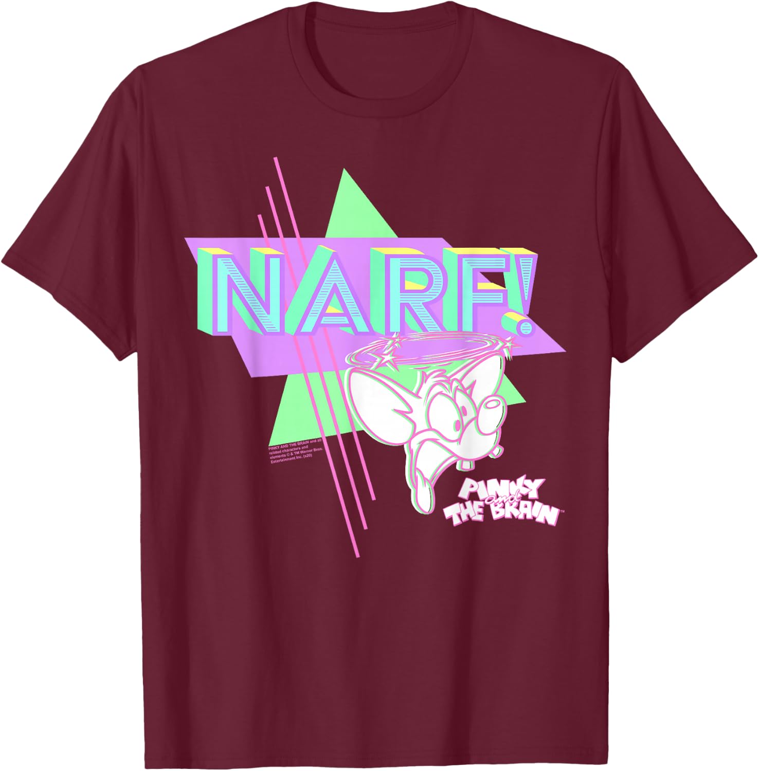 Pinky and The Brain Pinky Narf Neon T-Shirt - T-Shirt | Maroon