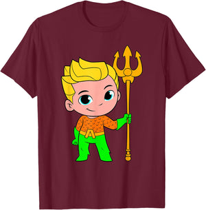 DC Super Friends Aquaman Big Character Portrait T-Shirt - T-Shirt | Maroon