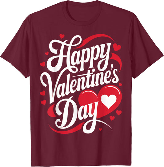 Happy Valentine's Day Heart Valentine's Day T-Shirt - T-Shirt | Maroon