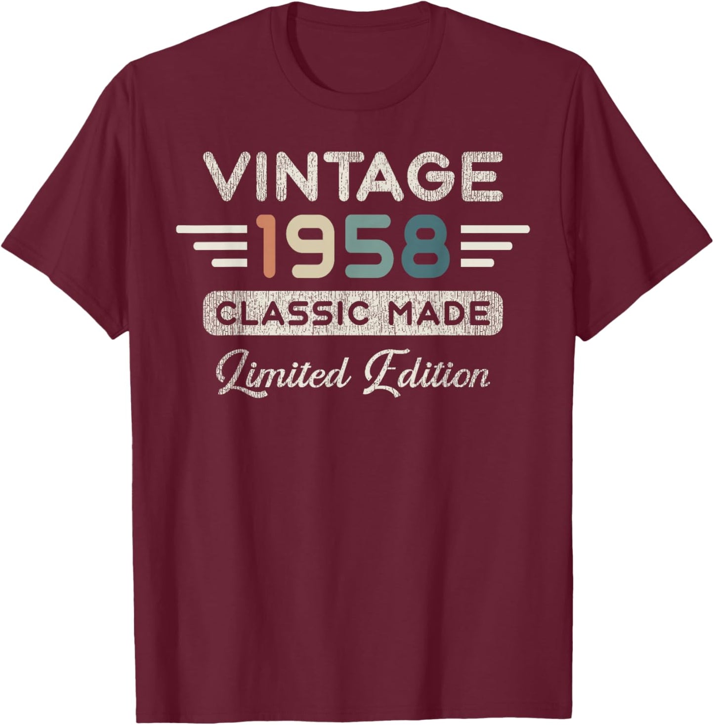 Vintage 1958 Limited Edition 68th Birthday T-Shirt - T-Shirt | Maroon