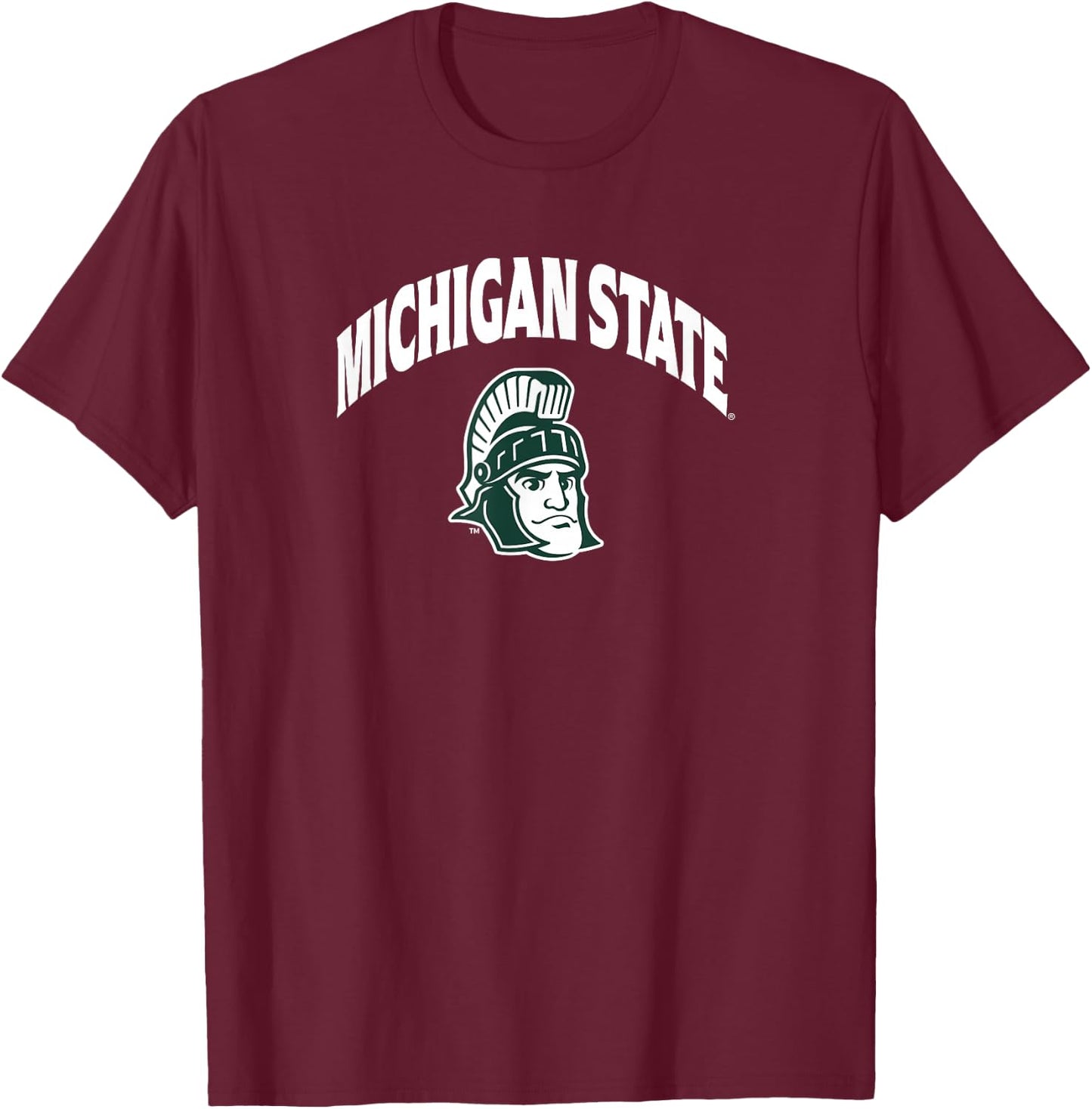 Michigan State Spartans Arch Over Mascot Black T-Shirt - T-Shirt | Maroon