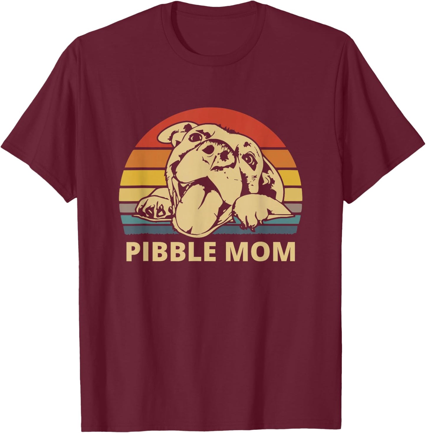 Pibble Mom - I Love My Pit Retro Vintage Pit Face Pitbull T-Shirt - T-Shirt | Maroon