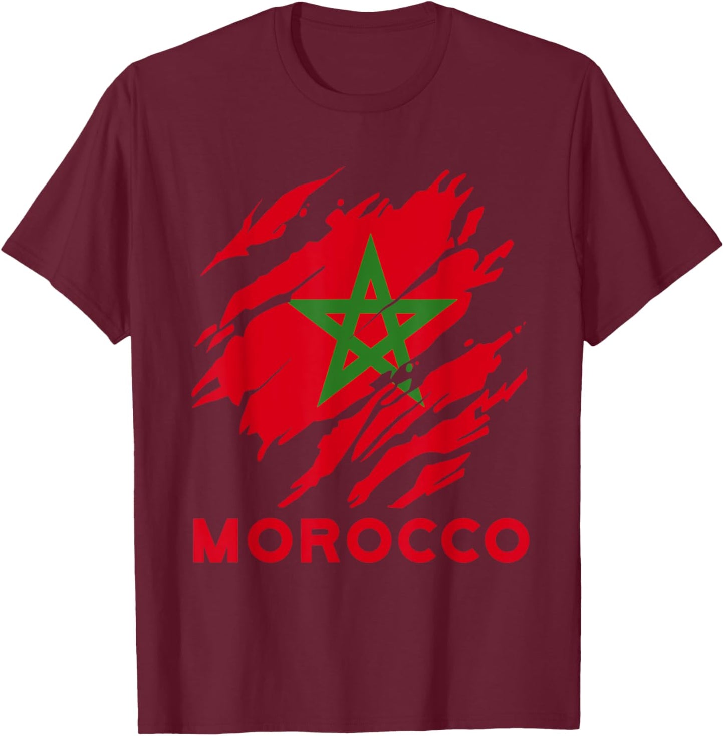 Marokko Flagge Vintage Stil Retro Marokko Fußball Mor T-Shirt - T-Shirt | Maroon