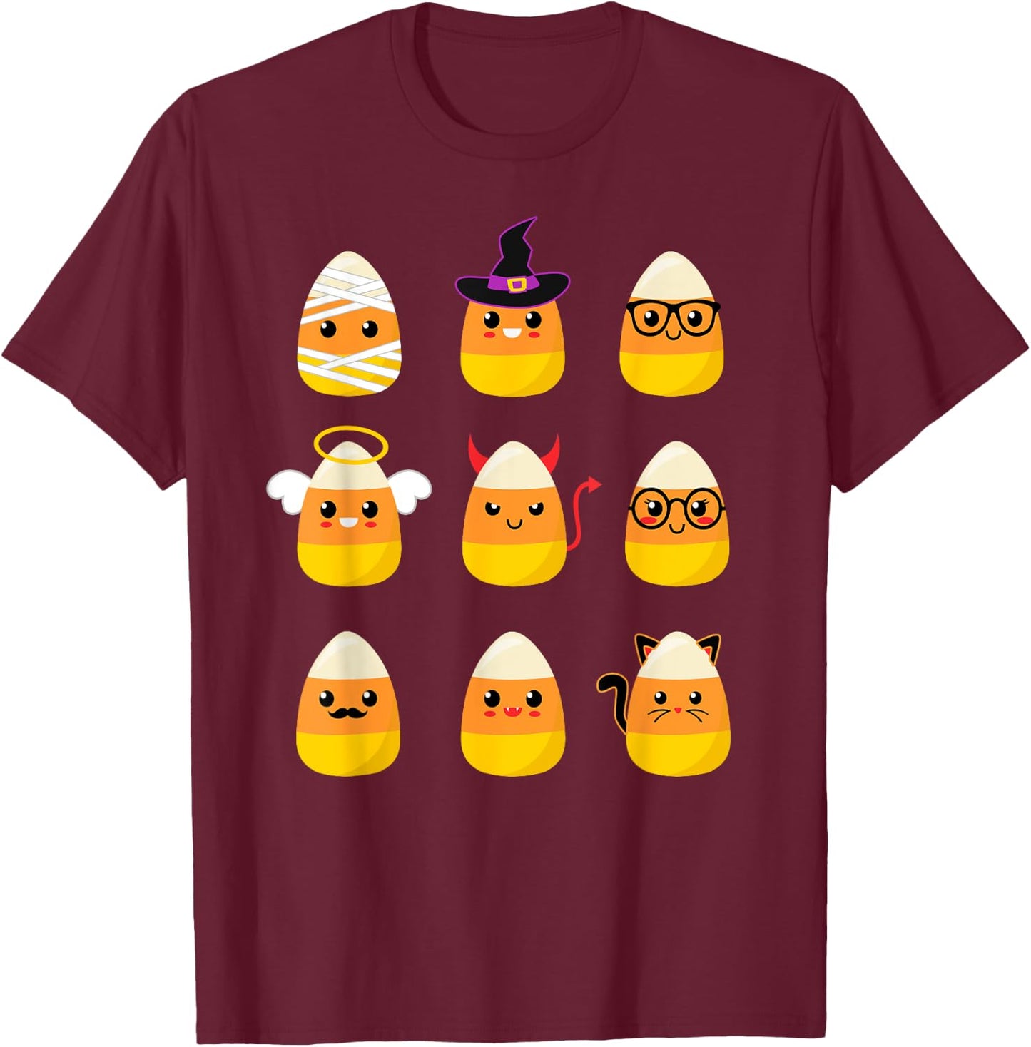 Candy Corn Costume Characters - Cute Halloween Kids T-Shirt - T-Shirt | Maroon