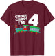 Kids Train 4th Birthday Boy Train 4 Year Old Four T-Shirt - T-Shirt | Maroon