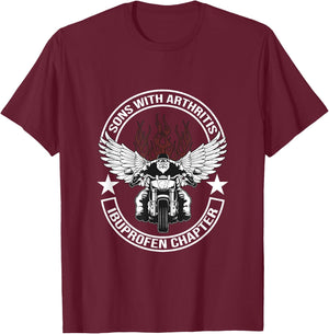 Sons with Arthritis Ibuprofen Chapter Motorcycle Gift T-Shirt - T-Shirt | Maroon