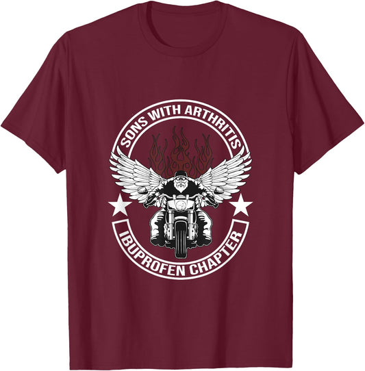 Sons with Arthritis Ibuprofen Chapter Motorcycle Gift T-Shirt - T-Shirt | Maroon