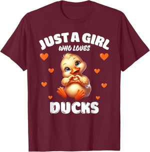 Just A Girl Who Loves Ducks, Cute Duck Lovers T-Shirt - T-Shirt | Maroon
