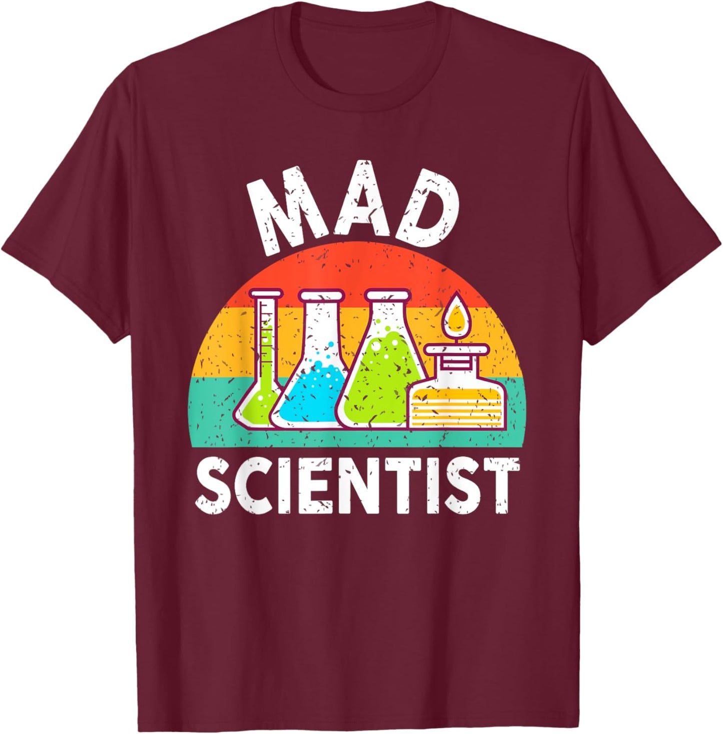 Mad Scientist Shirt Kids Youth Adult Science Teacher Funny T-Shirt - T-Shirt | Maroon