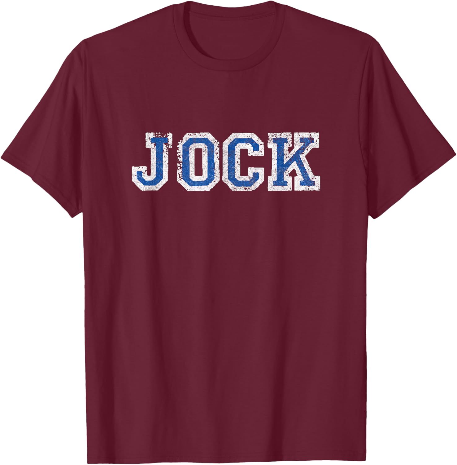 JOCK retro varsity distressed sports player cosplay college T-Shirt - T-Shirt | Maroon