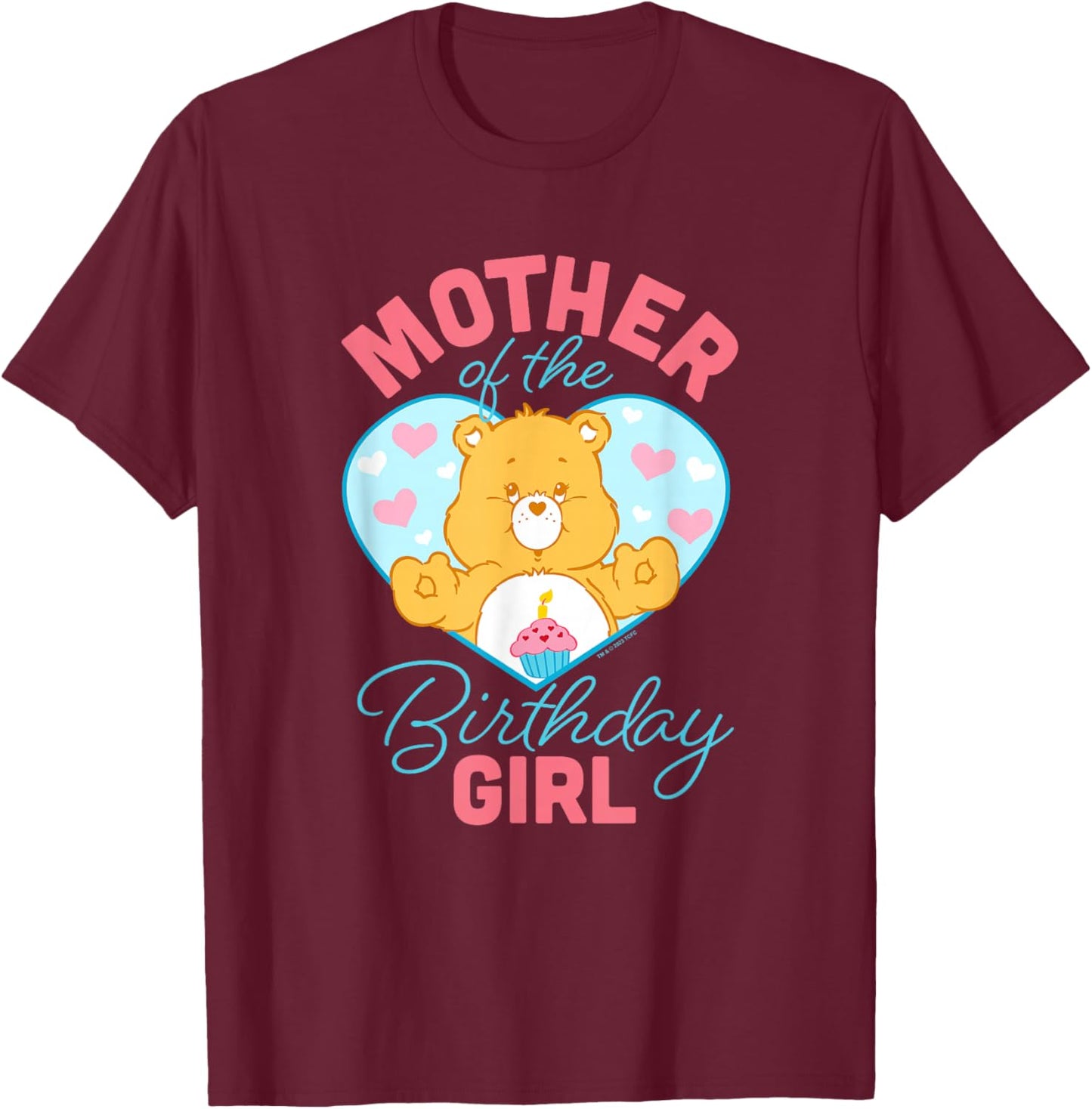 Care Bears Mother Of The Birthday Girl Vintage Heart Logo T-Shirt - T-Shirt | Maroon