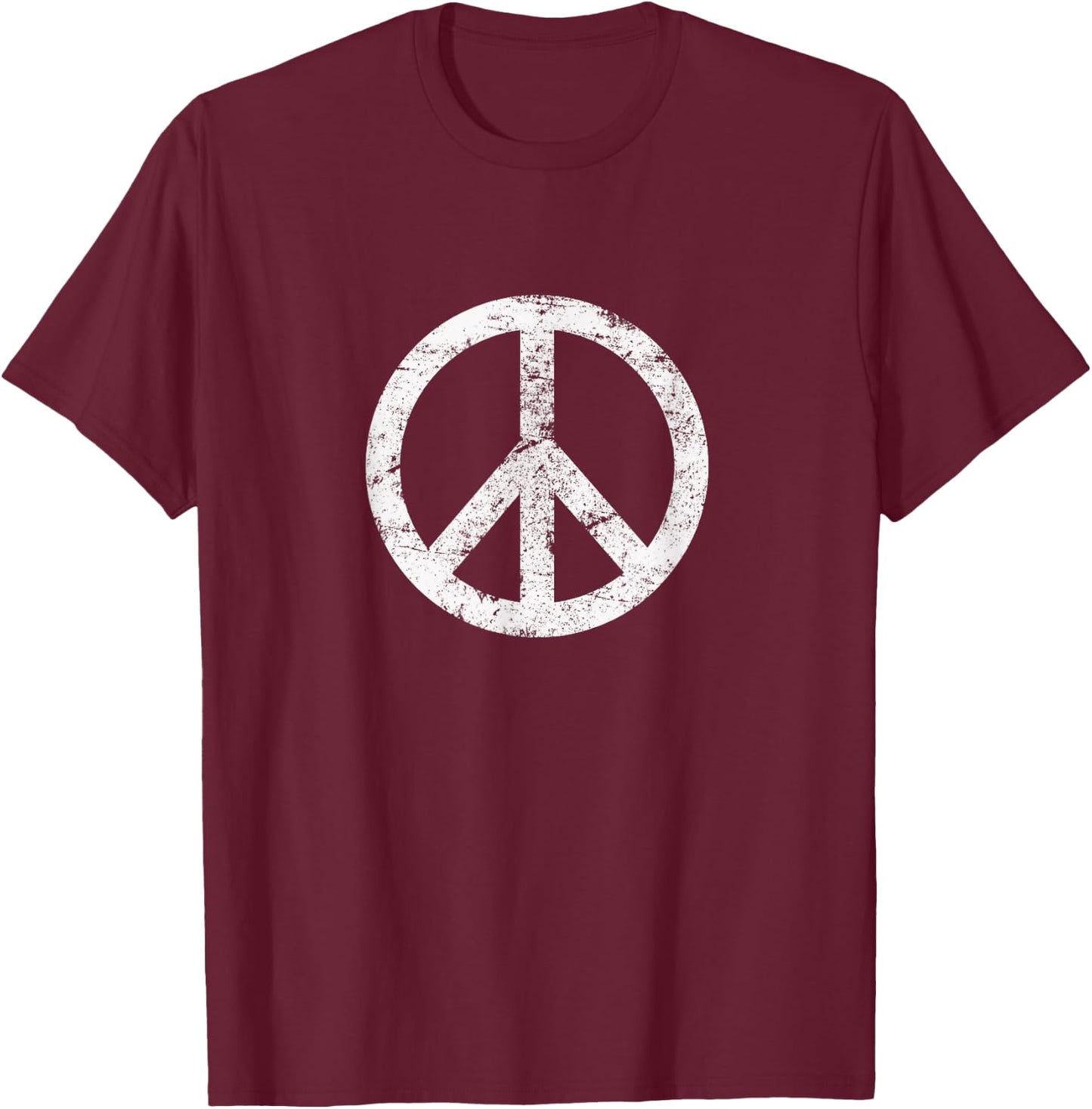 Distressed Hippie Peace Sign Cool Vintage Symbol Men Women T-Shirt - T-Shirt | Maroon