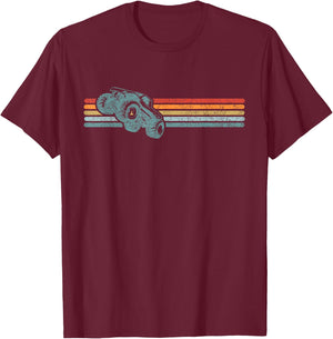 Monster Truck Shirt Vintage Retro Horizontal Stripes Lines T-Shirt - T-Shirt | Maroon