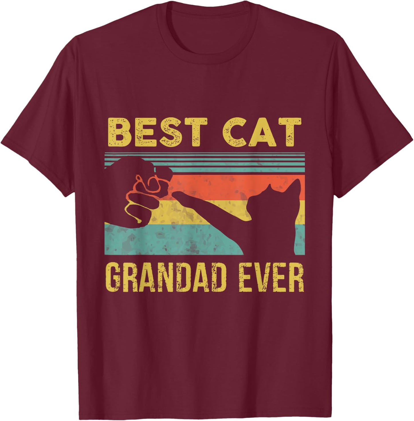 Best Cat Grandad Ever Vintage Cats Happy Father's Day T-Shirt - T-Shirt | Maroon