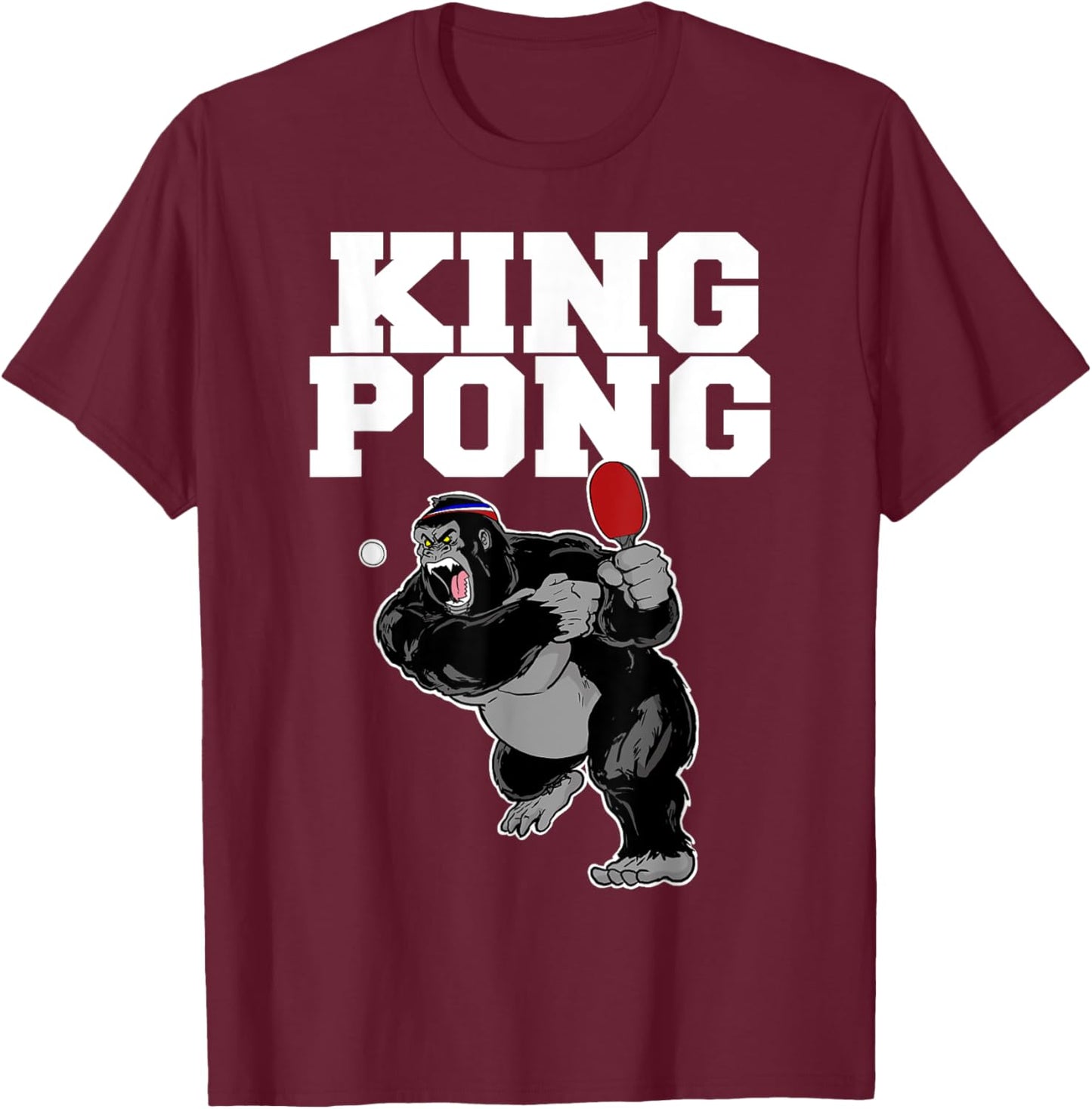 Gorilla King Pong T-Shirt - T-Shirt | Maroon