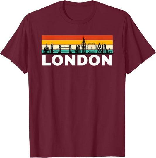London City England United Kingdom UK Souvenir Travel Retro T-Shirt - T-Shirt | Maroon