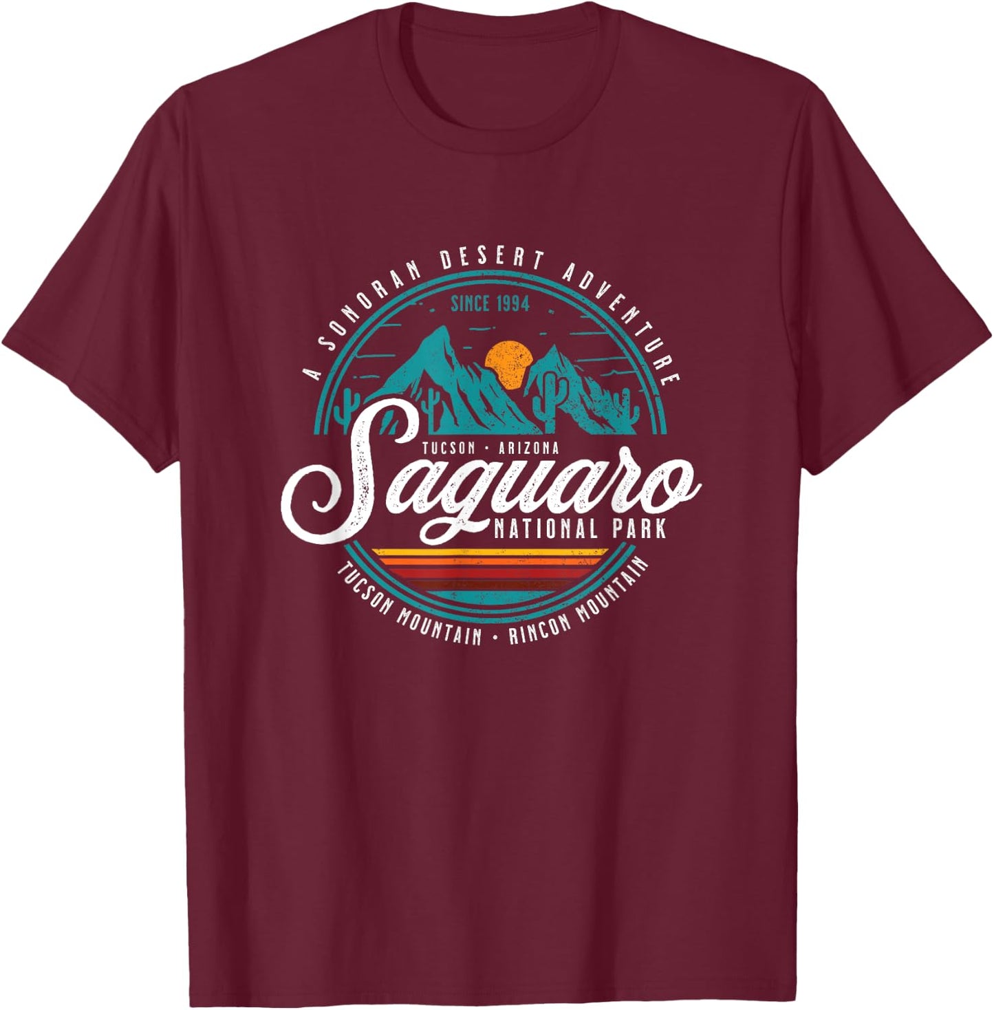 Vintage Saguaro National Park Arizona USA Novelty Souvenir T-Shirt - T-Shirt | Maroon