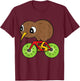 Kiwi Bird On Kiwi Bicycle Kawaii Kiwi T-Shirt - T-Shirt | Maroon