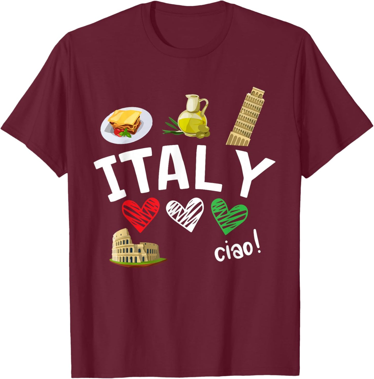 Love Italy and Everything Italian Culture T-Shirt - T-Shirt | Maroon