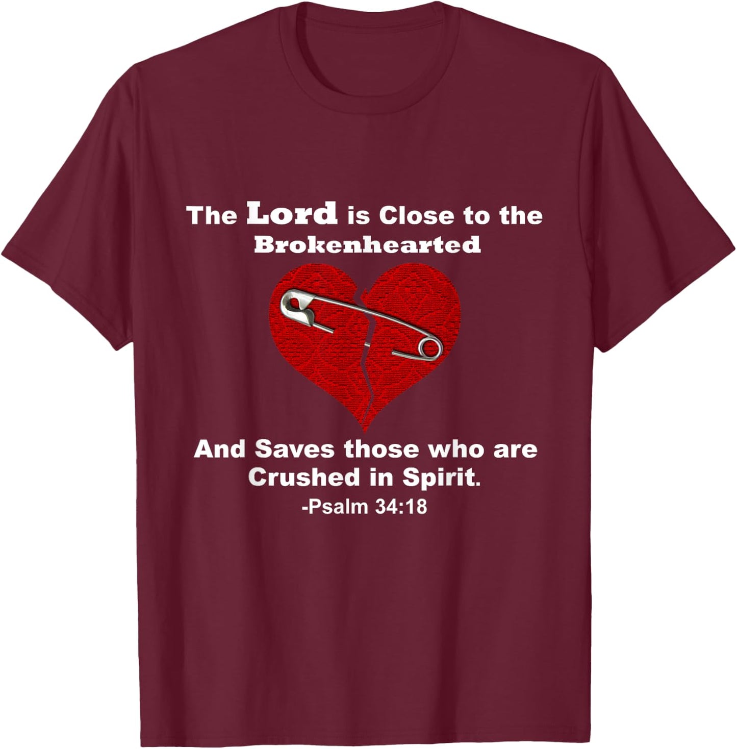 Jesus Lord Saves Brokenhearted Heart Broken Girl Women Boy T-Shirt - T-Shirt | Maroon
