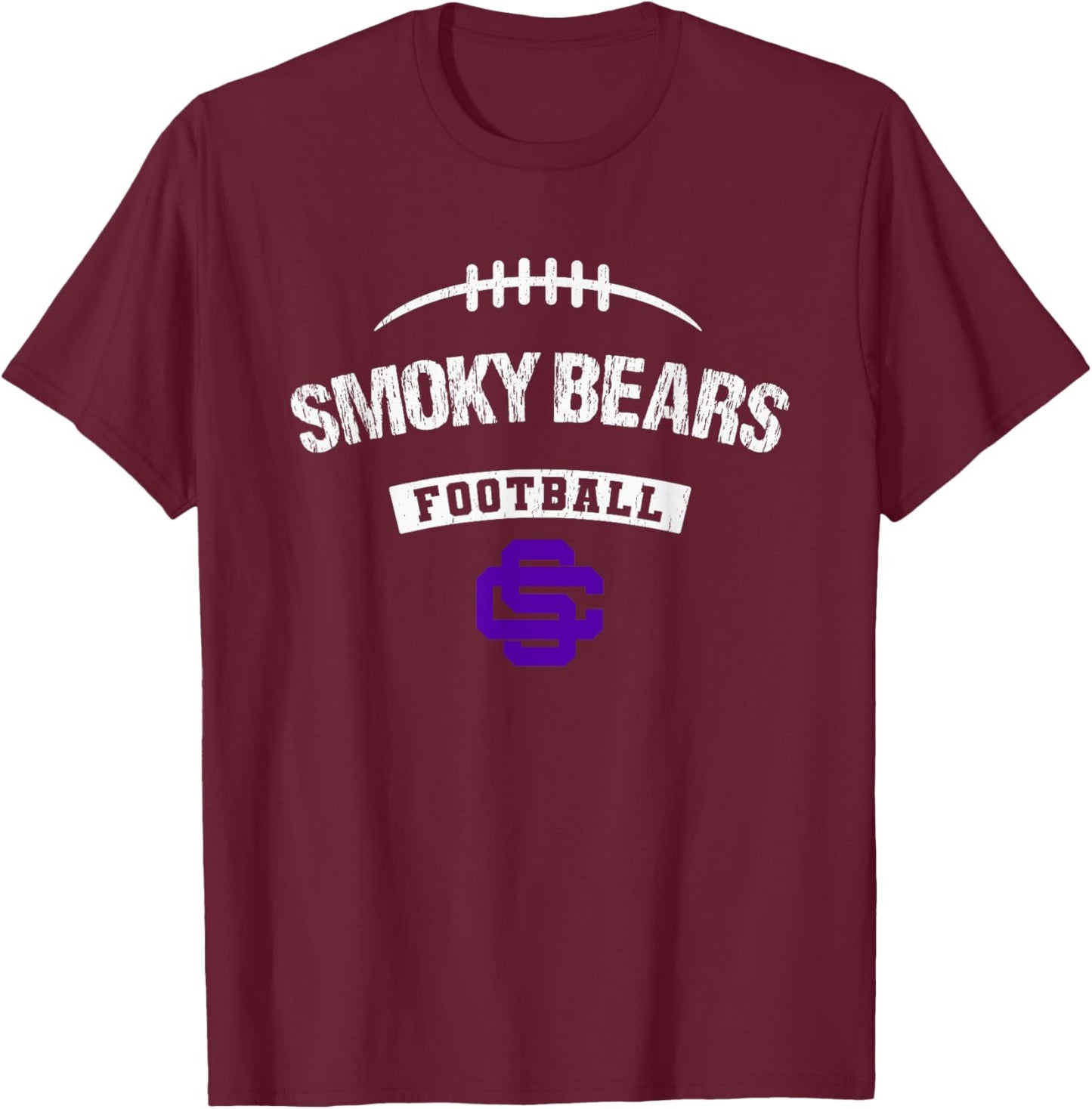 Sevier County Smoky Bears Logo Football Distressed HS T-Shirt - T-Shirt | Maroon