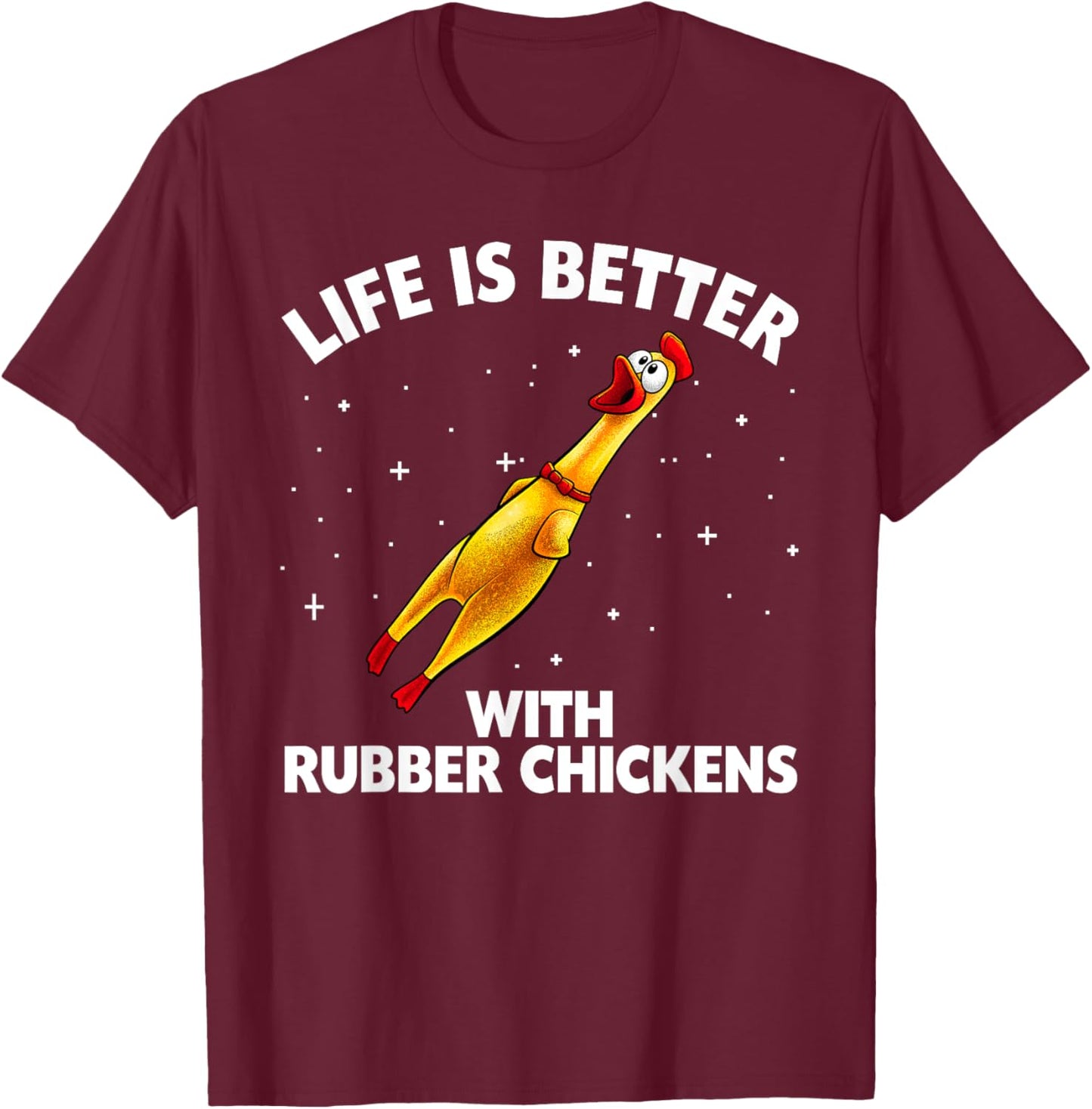 Funny Rubber Chicken Design Women Chicken Toy Lovers T-Shirt - T-Shirt | Maroon