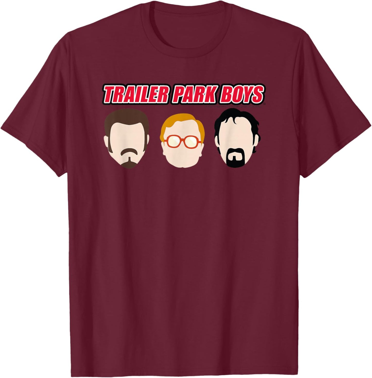 Ripple Junction x Trailer Park Boys Illustrated Heads , grey, S T-Shirt - T-Shirt | Maroon