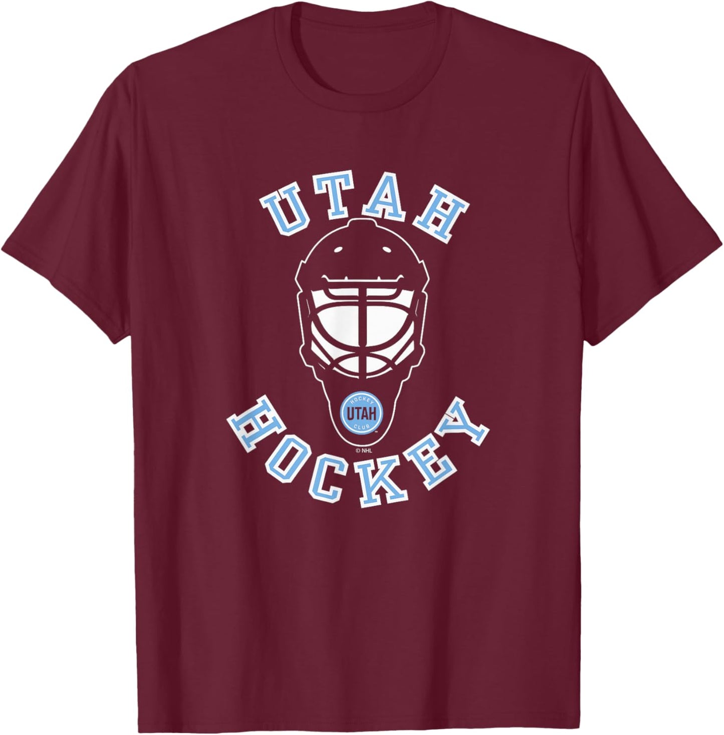 Utah Hockey Club Hockey Mask Black Officially Licensed T-Shirt - T-Shirt | Maroon
