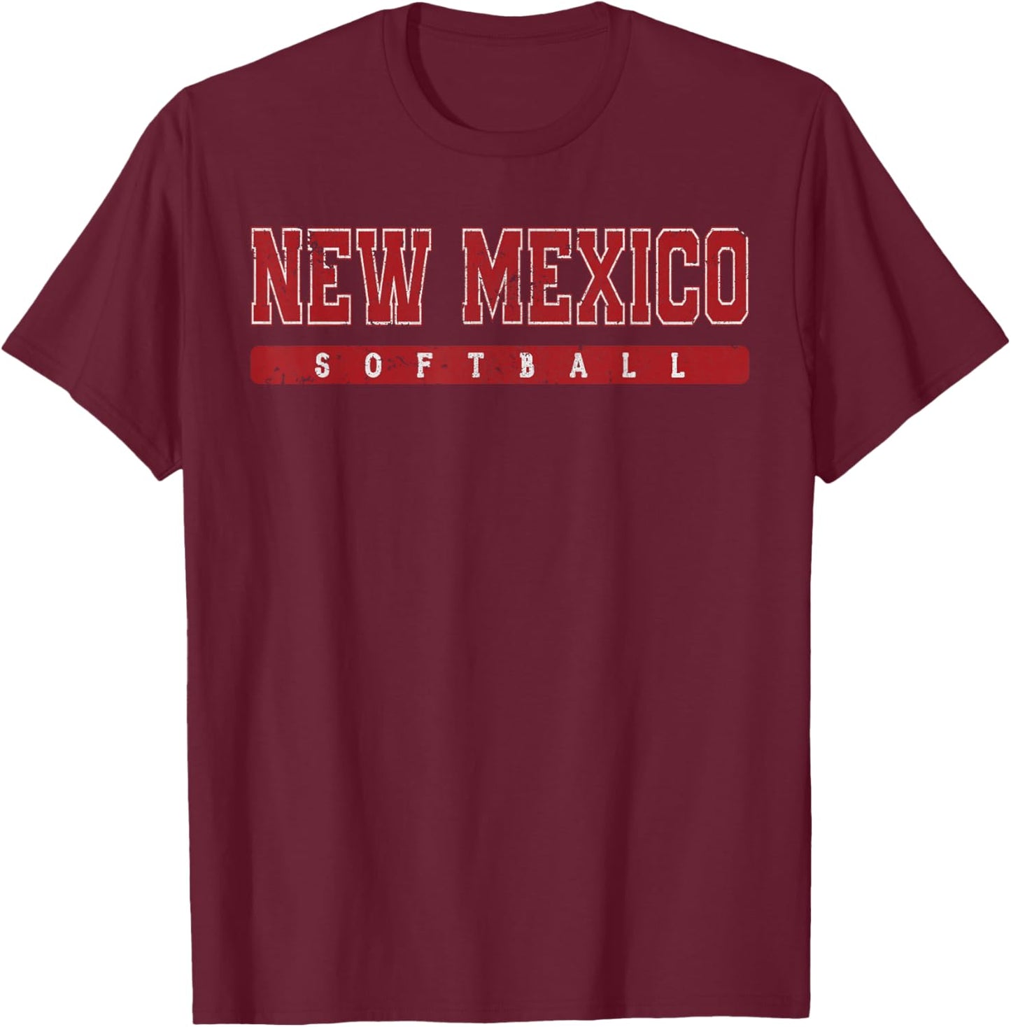 New Mexico Softball Red Vintage Text T-Shirt - T-Shirt | Maroon