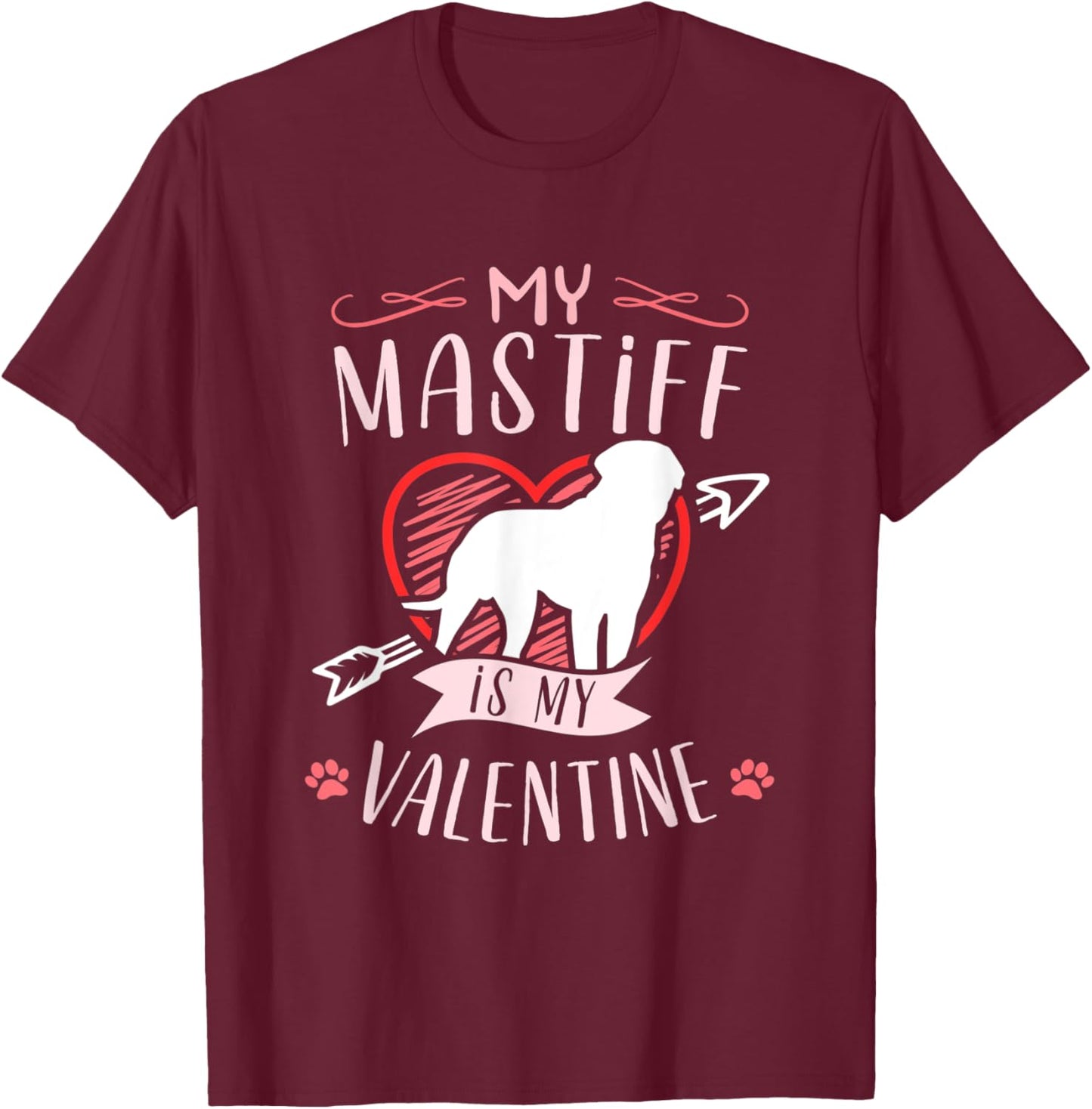 Valentine's day - Mastiff Dog Valentine T-Shirt - T-Shirt | Maroon