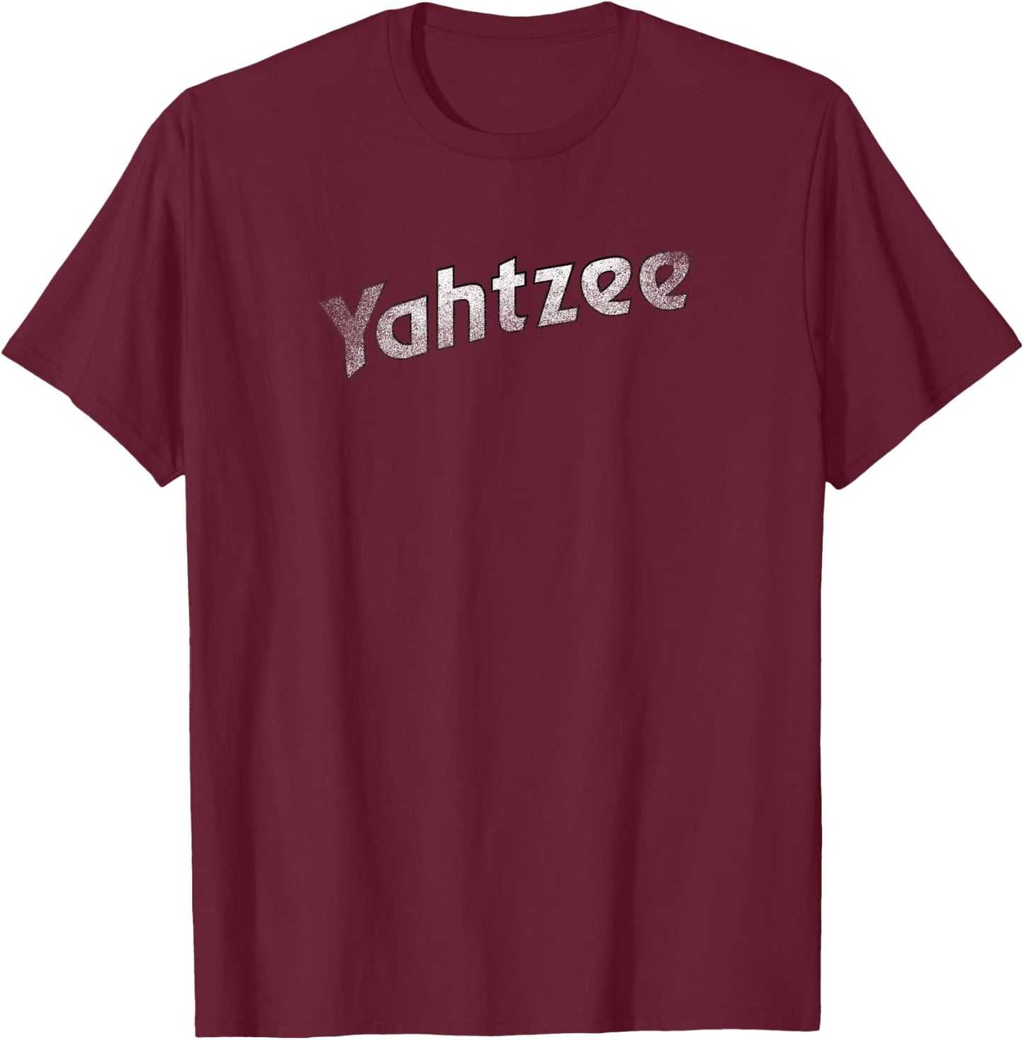 Yahtzee White Classic Distressed Logo T-Shirt - T-Shirt | Maroon