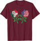 Mexico US Flag Mexican Flag American Flag Rose T-Shirt - T-Shirt | Maroon