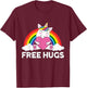 Free Hugs Unicorn T-Shirt - T-Shirt | Maroon